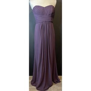 David’s Bridal Women’s Size 6 Dress Halter Maxi Plum Bridesmaid Wedding E6-5v.